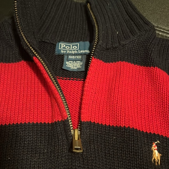 EUC classic red and navy stripes ¼ zip sweater - Picture 3 of 4